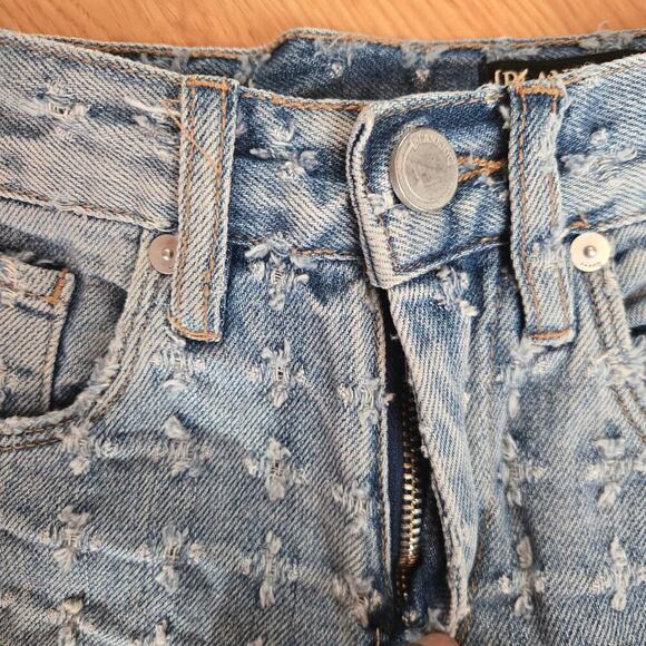 BLANKNYC The Barrow Womens High-Rise Distressed Denim Shorts Sz 24 Frayed Edge - Picture 7 of 11